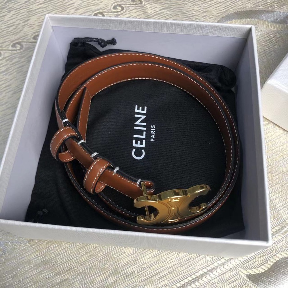 💖✨Celine Belt・Brown Leather・Gold Buckle・80cm・Box + Dust Bag - Picture 4 of 8